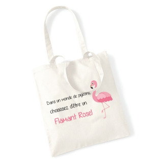Boutique tote bag Flamant Rose - Sac Shopping - Angora