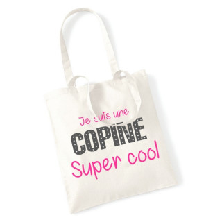 Boutique tote bag Copine - idée cadeau - Sac réutilisable - Sac course - angora