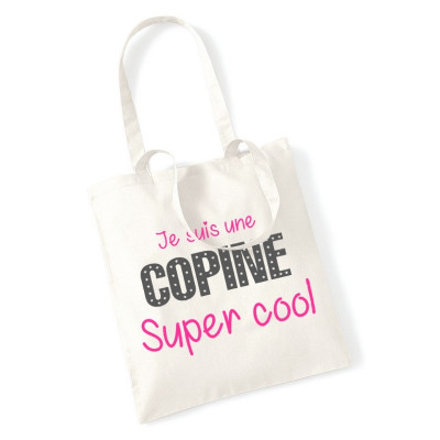 Achat tote bag Copine - idée cadeau - Sac réutilisable - Sac course - angora