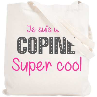 Tote bag Copine - idée cadeau - Sac réutilisable - Sac course - angora