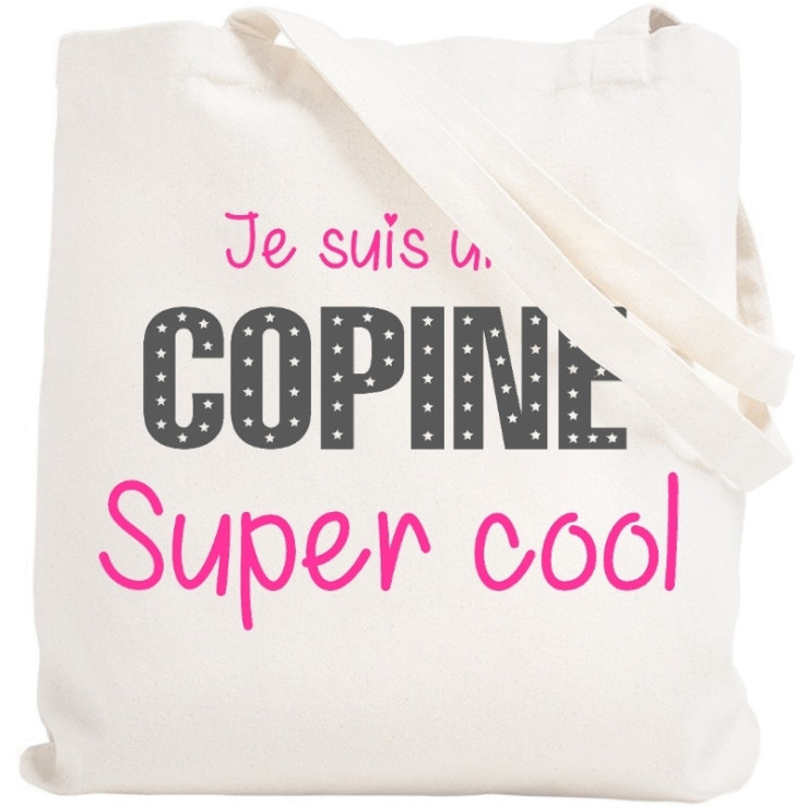Tote bag Copine - idée cadeau - Sac réutilisable - Sac course - angora