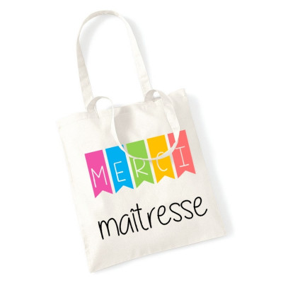 Achat tote bag Merci maîtresse - Sac shopping Maitresse - angora