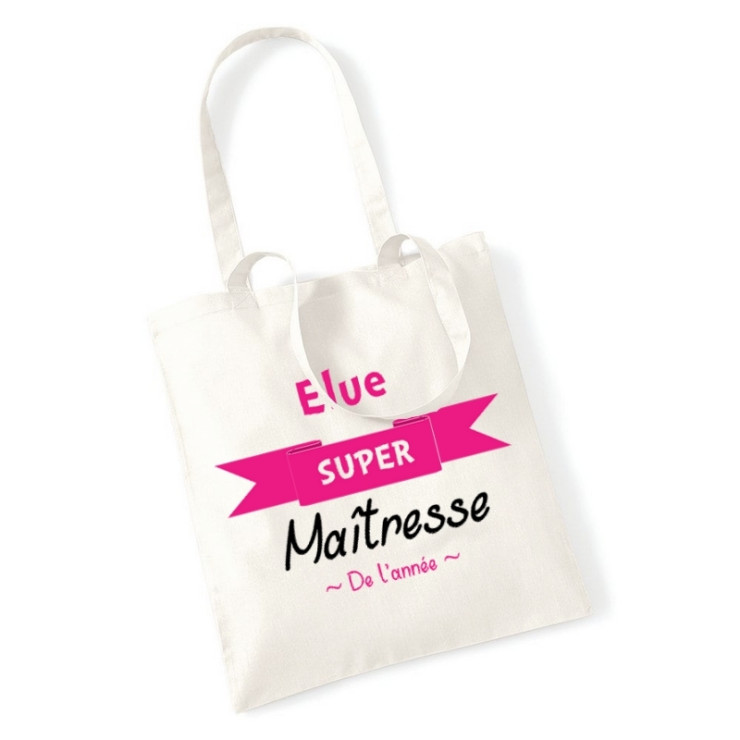       Sac shopping Elue super maîtresse - idéé cadeau maîtresse - merci maitresse - tote bag maîtresse
    