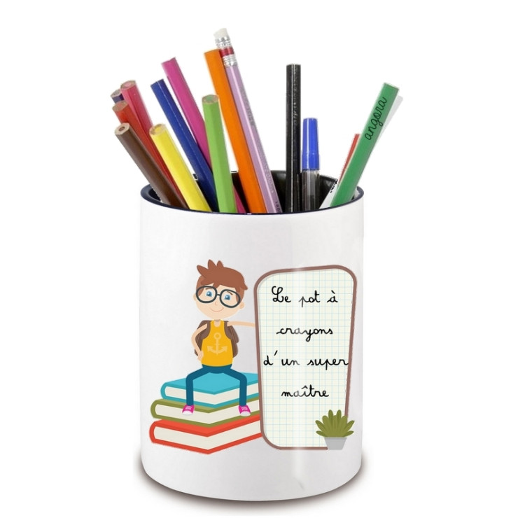 Pot à crayon maître d'école - idée cadeau maitre d'école - Cadeau fin d'année scolaire - angora