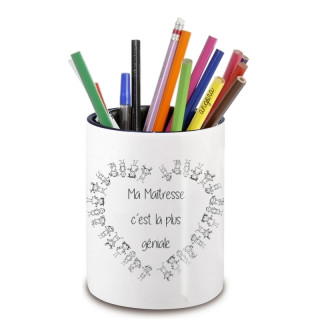 Pot à crayon maîtresse d'école - idée cadeau maitresse d'école - Cadeau fin d'année scolaire - angora