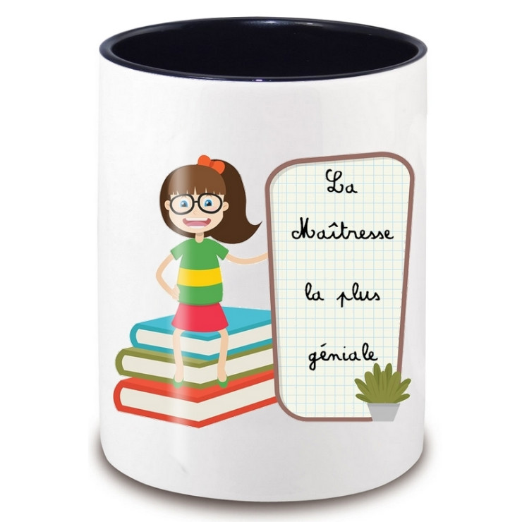       Pot à crayon maitresse d'école - cadeau original maitresse d'école - angora - Cadeau idéal pour maîtresse - Le pot à crayon 
    