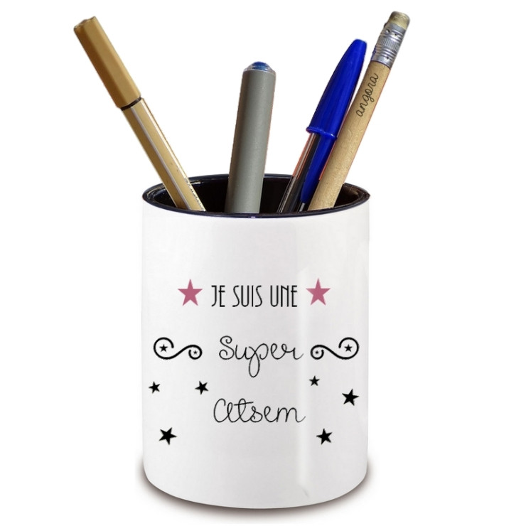       Pot à crayon Atsem - Idée cadeau originale Atsem - Cadeau école Atsem - angora
    