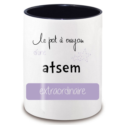 Achat pot à crayon Atsem - Idée cadeau originale Atsem - Cadeau école Atsem