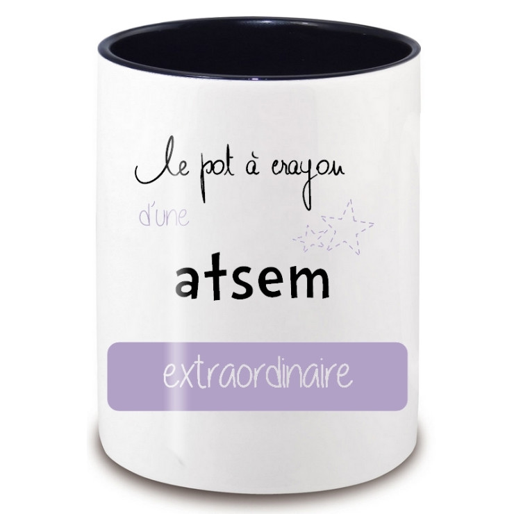 Pot à crayon Atsem - Idée cadeau originale Atsem - Cadeau école Atsem - angora
