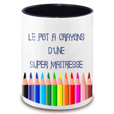 Achat pot à crayon maitresse d'école- angora - Idée cadeau maitresse d'école