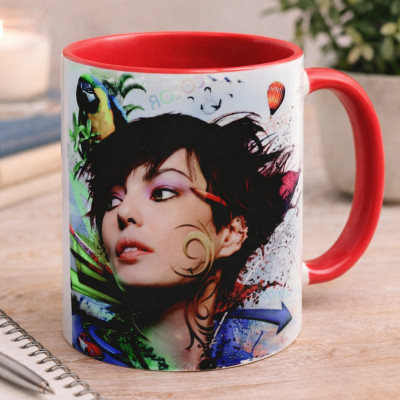 Tasse rouge personnalisée avec photo & texte