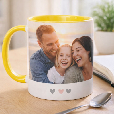 Mug photo jaune à personnaliser