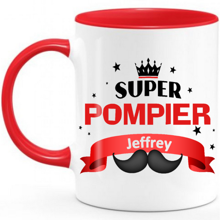 Mug pompier personnalisé rouge - Tasse personnalisable pour pompier - Idée cadeau originale personnalisé pompier
