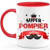 Mug pompier personnalisé rouge - Tasse personnalisable pour pompier - Idée cadeau originale personnalisé pompier - Mug Homme