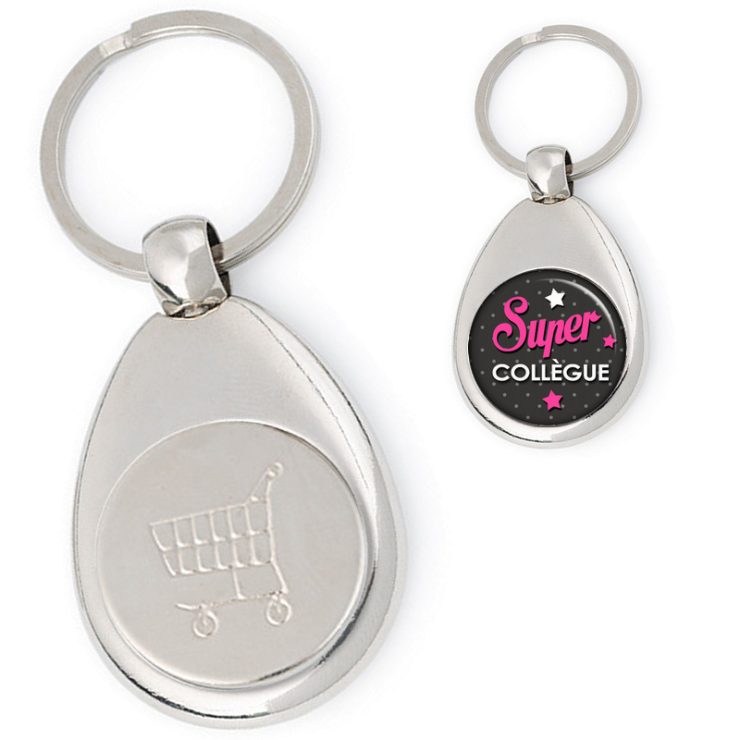 Porte clés jeton de caddie Collègue - Angora