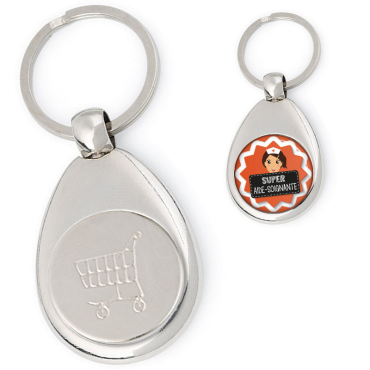 Porte clés jeton de caddie Aide Soignante - Angora