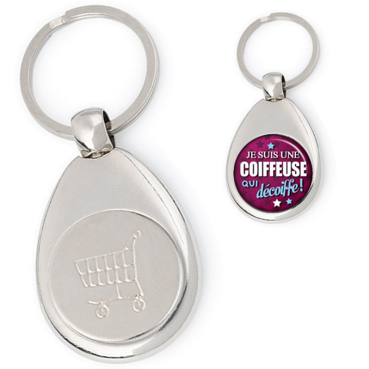 Porte clés jeton de caddie coiffeuse - Angora