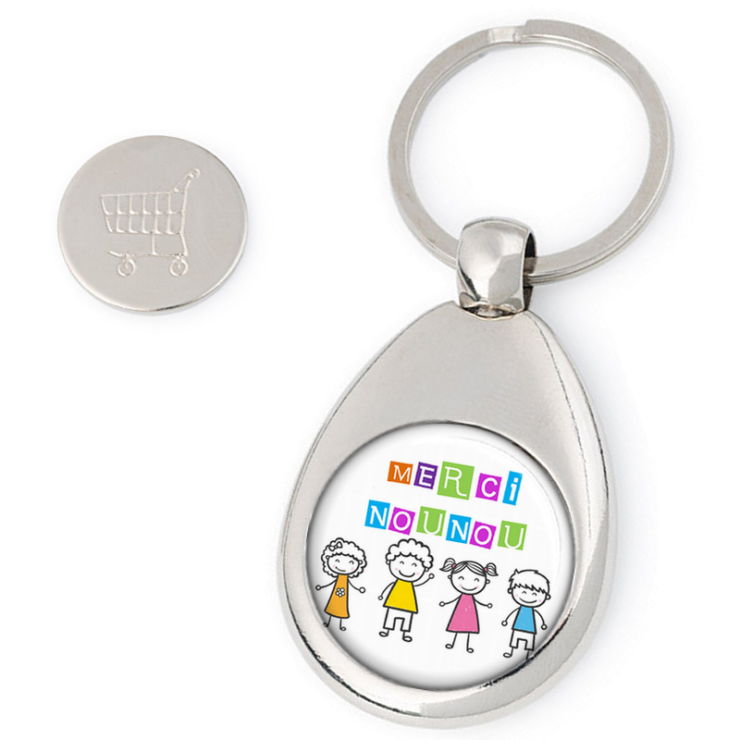 Porte clés jeton de caddie Nounou - idée cadeau Nounou