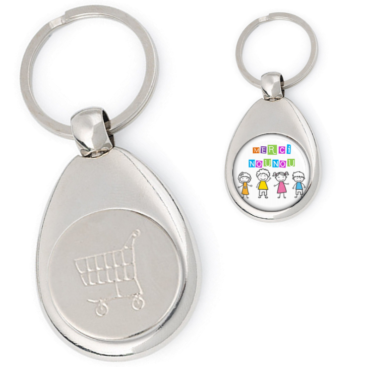 Porte clés jeton de caddie Nounou - Angora