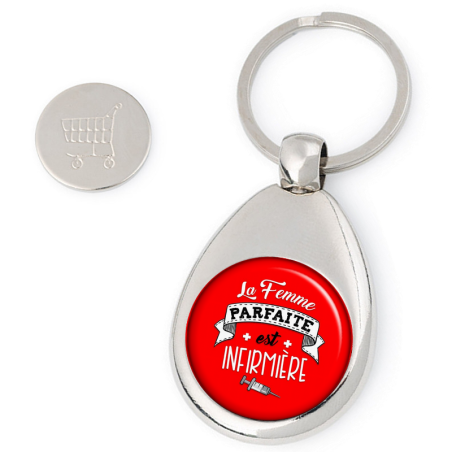       Porte clés jeton de caddie Infirmière - idée cadeau Infirmière
    