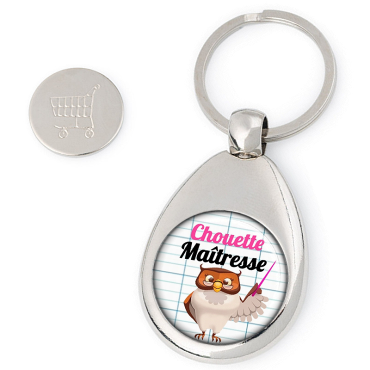 Porte clés jeton de caddie Maitresse - idée cadeau Maitresse