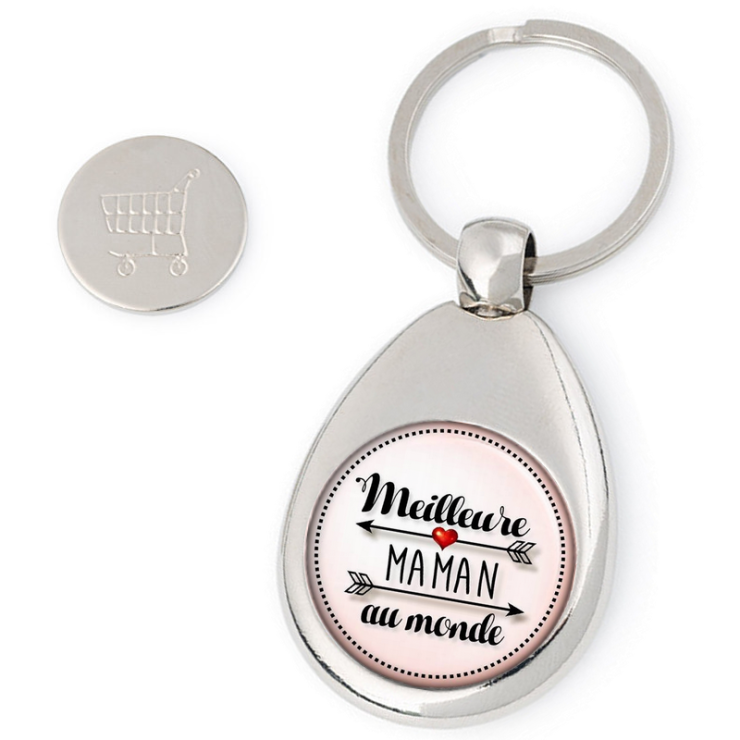 Porte clés jeton de caddie Maman - idée cadeau Maman