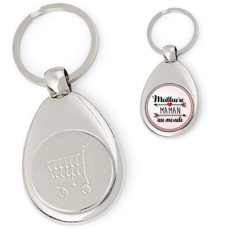 Porte clés jeton de caddie Maman - Angora