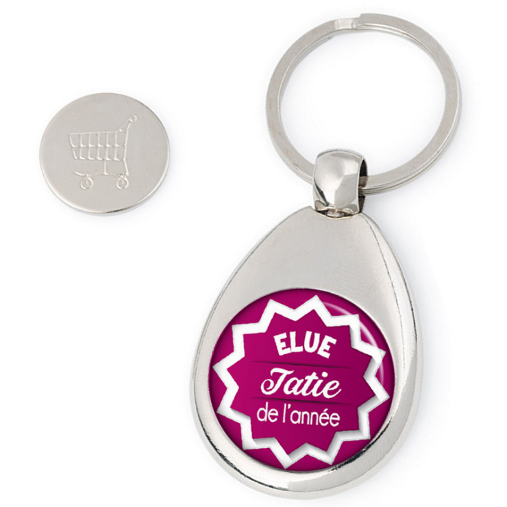 Porte clés jeton de caddie Tatie - idée cadeau Tatie