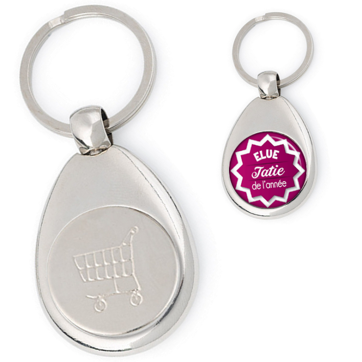 Porte clés jeton de caddie Tatie - Angora