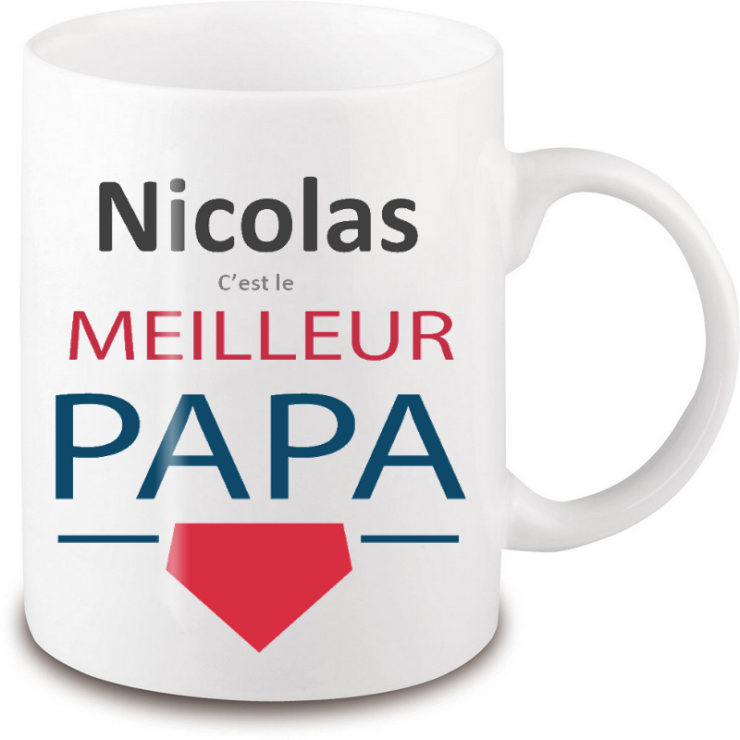 mug papa personnalisé - Avec prénom - blanc