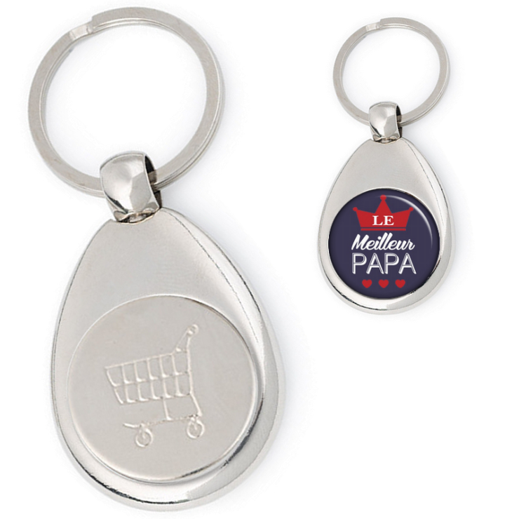 Porte clés jeton de caddie PAPA - Idée cadeau papa - Anniversaire - Fête des pères - Angora