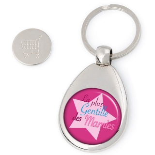 Porte clés jeton de caddie Mamie