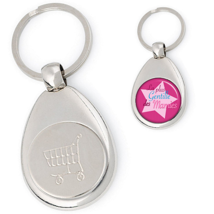       Porte clés jeton de caddie Mamie - Idée cadeau mamie - Anniversaire - Fête des grands-mères - Angora
    