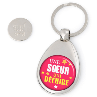 Porte clés jeton de caddie SOEUR