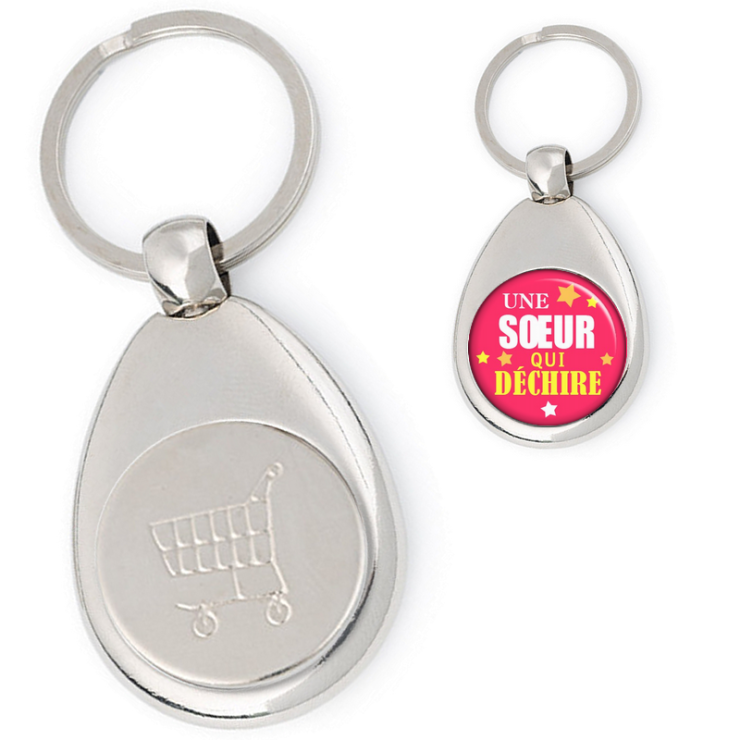 Porte clés jeton de caddie Soeur - Idée cadeau soeur - Anniversaire - Fête - Angora