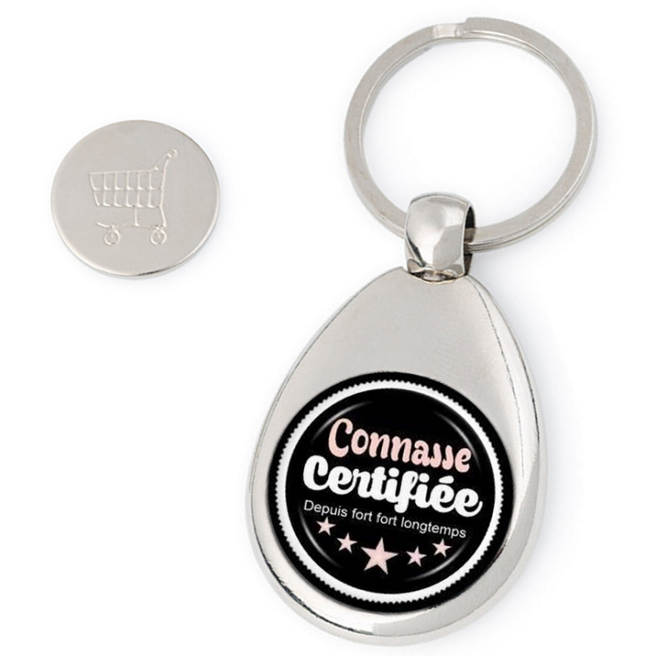 Porte clés jeton de caddie Connasse