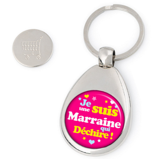 Porte clés jeton de caddie Marraine