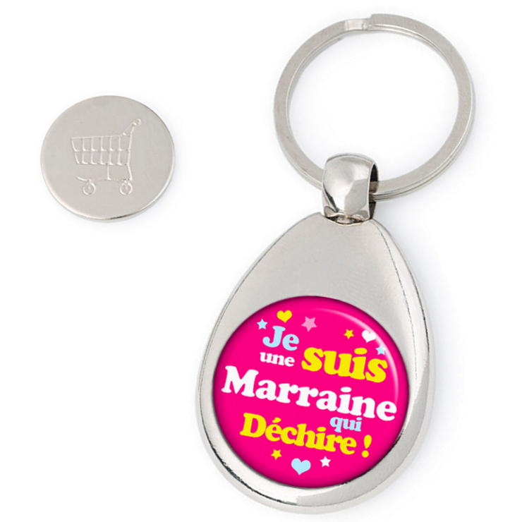 Porte clés jeton de caddie Marraine