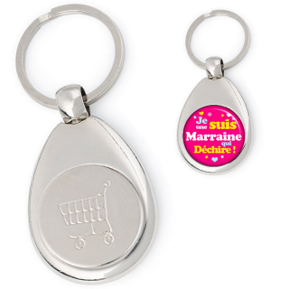 Achat porte clés jeton de caddie Marraine