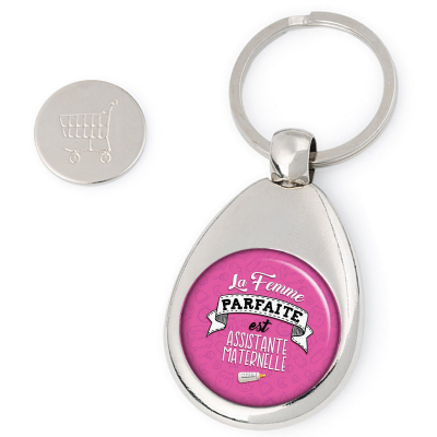 Porte clés jeton de caddie Assistante Maternelle - idée cadeau Assistante Maternelle