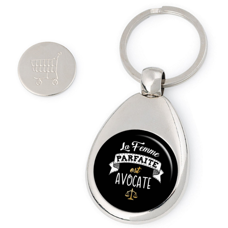 Porte clés jeton de caddie Avocate - idée cadeau Avocate