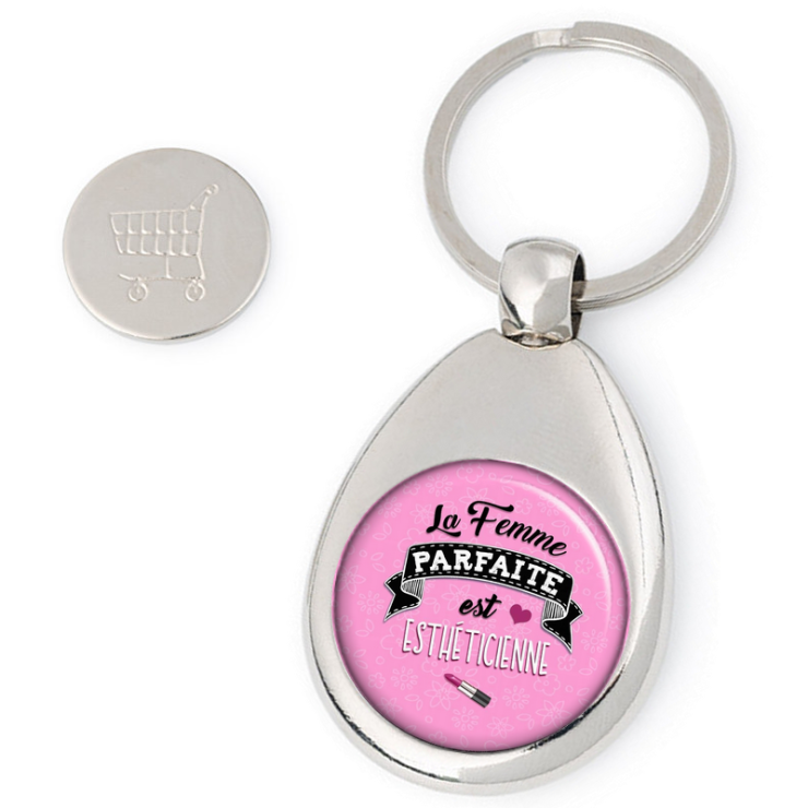 Porte clés jeton de caddie Esthéticienne - idée cadeau Esthéticienne
