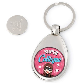 Porte clés super collègue - jeton de caddie collègue
