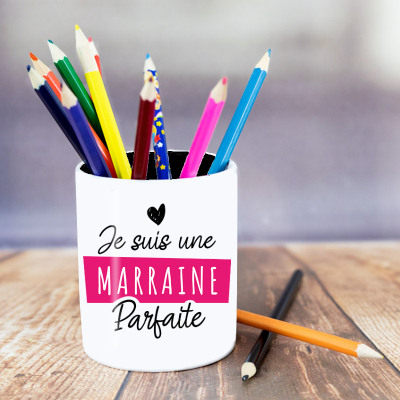Achat pot à crayons marraine - Idée cadeau marraine - Anniversaire Marraine