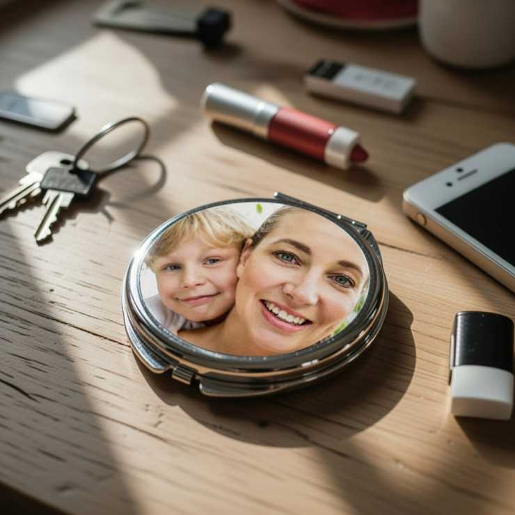 Miroir personnalisé rond à clapet