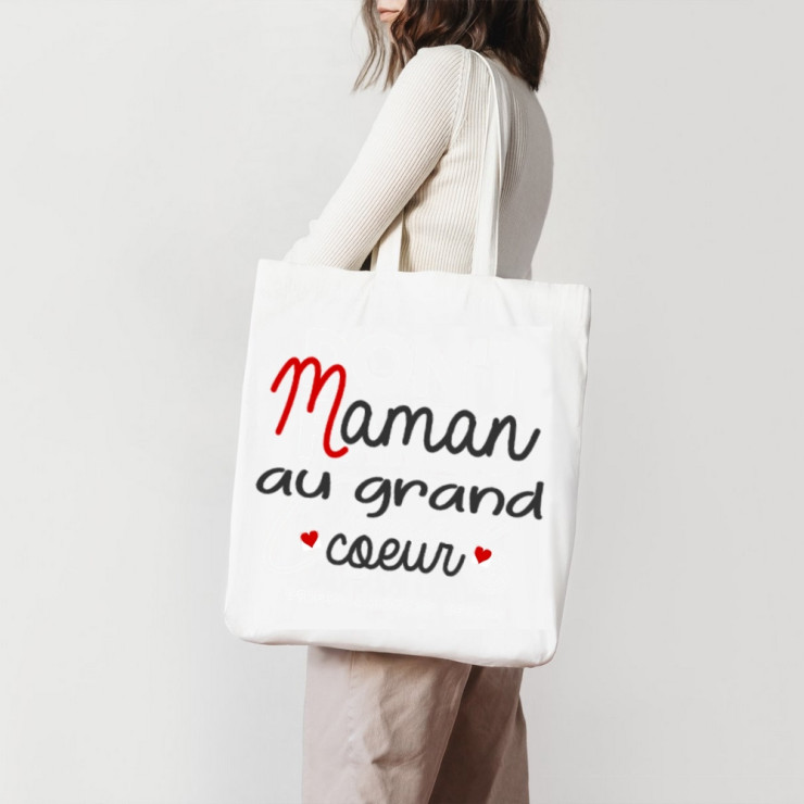 Tote bag maman au grand coeur - Idée cadeau anniversaire