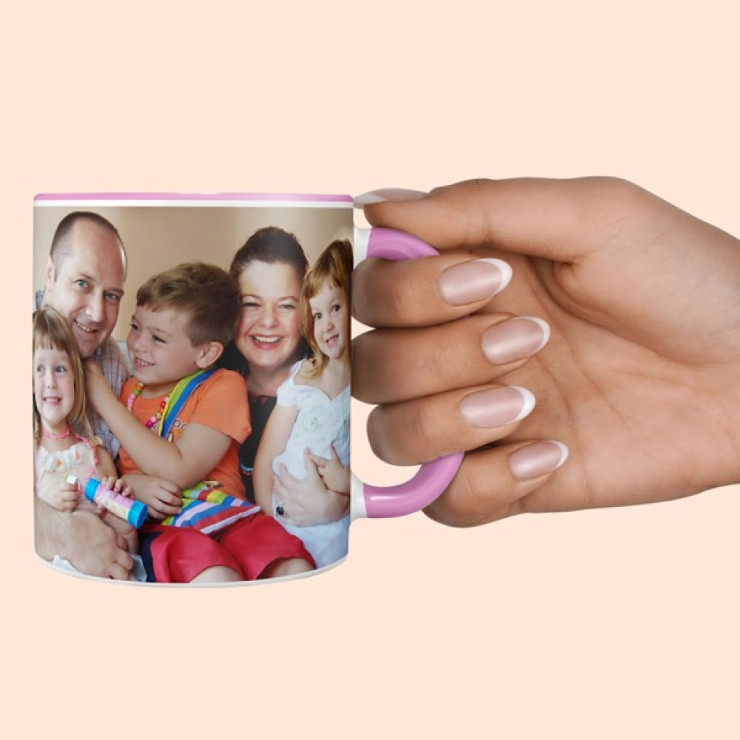 Mug photo personnalisé rose