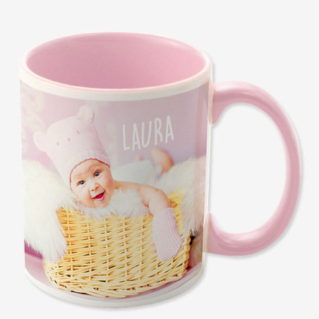      Mug rose avec photo avec texte
    