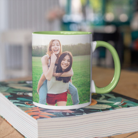       Tasse verte personnalisable avec photo et texte
    