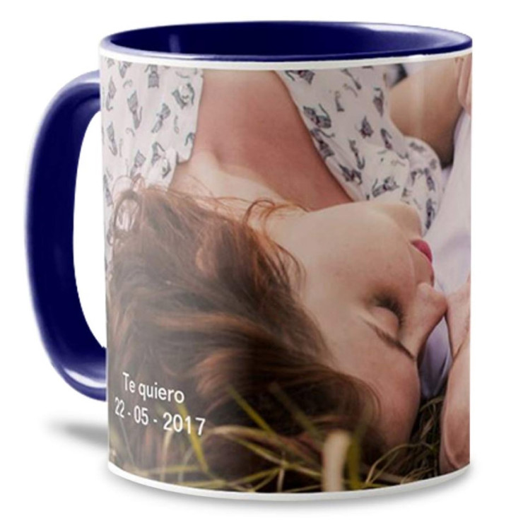 Mug Bleu foncé personnalisé avec votre photo